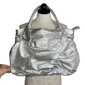 Hobo International Womens Tote Shoulder Bag One Size Silver Leather Slouchy